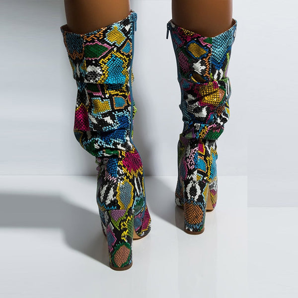 Multicolored Snakeskin Boots Melanie Marie Store