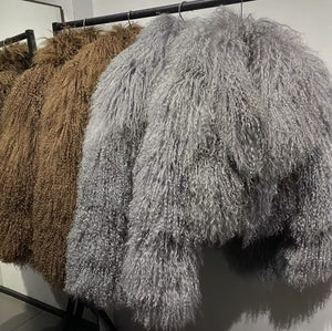 Mongolian Sheep Fur Cropped Coat