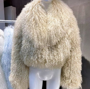 Mongolian Sheep Fur Cropped Coat