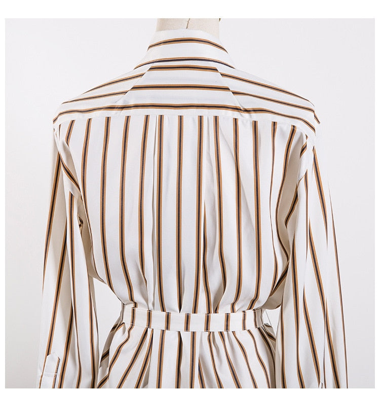 Striped Pattern Split Blouse