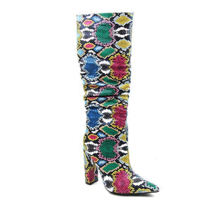 Multicolored Snakeskin Boots