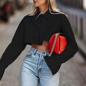Oversized Cropped Button Up