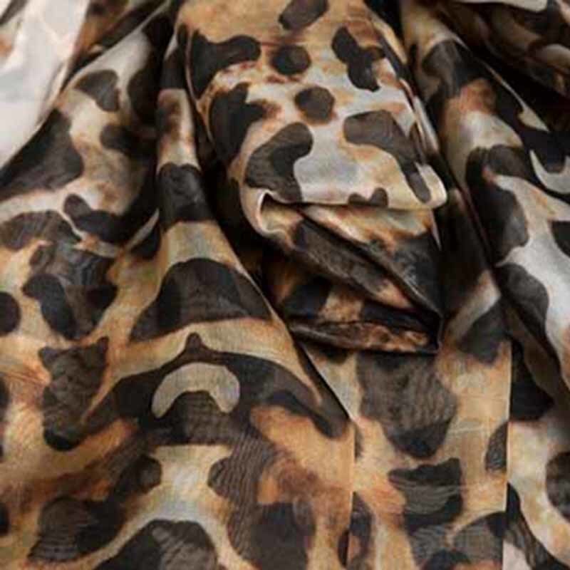 Leopard Lace Up Bow Lantern Sleeve Oversize Blouse